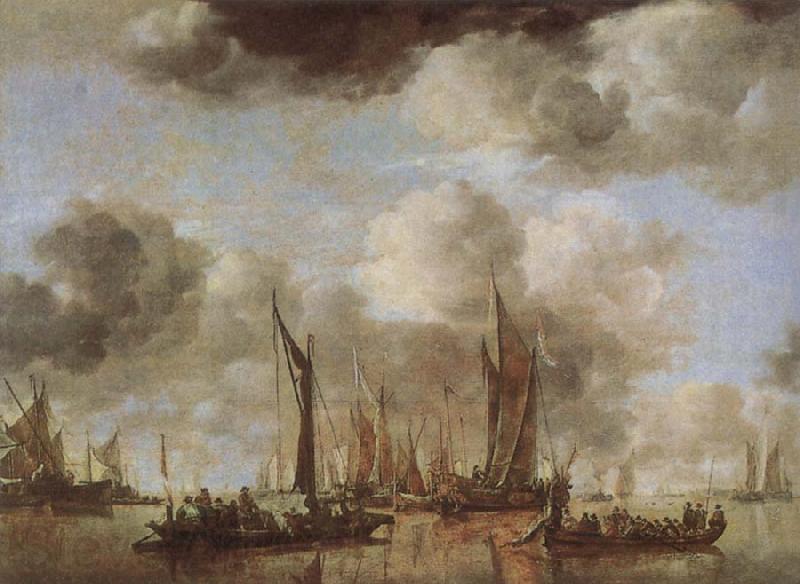 Jan van de Cappelle A Shipping Scene with Dutch Yacht Spain oil painting art